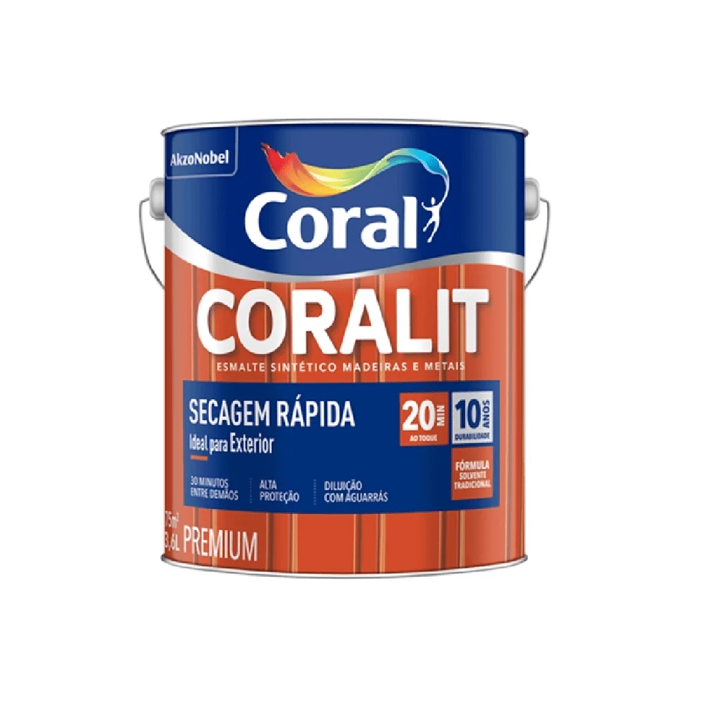 Esmalte Sintético Brilhante Coralit Secagem Rápida Branco 3,6L Coral